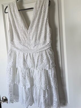 Lilly Pulitzer White Crochet V-Neck Tiered Dress